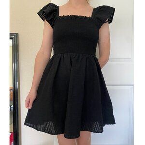 Black Smocked Old Navy Flutter Sleeve Dress